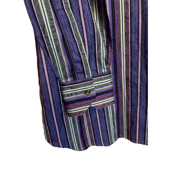 ETRO Authentic Buttons up Stripes Shirt Made in Italy Size M Long Sleeves - Picture 10 of 11